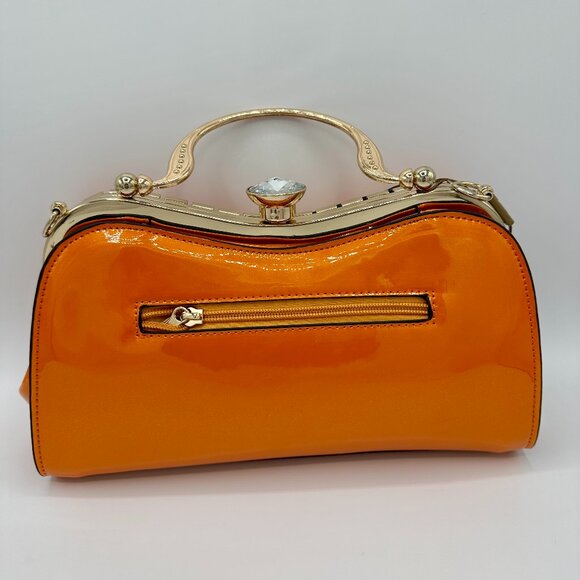 NWT Orange Metallic Brangio Italy Starry Embrace Diamond Handbag/Crossbo… - Picture 3 of 13